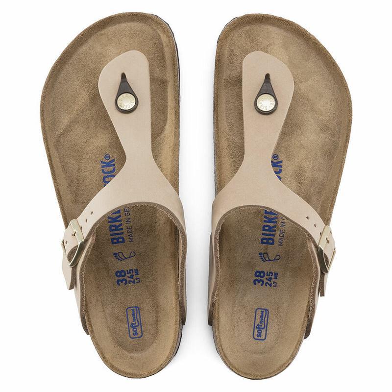 Birkenstock Nubuck Læder Gizeh Dame Brune | DK 438JPQ